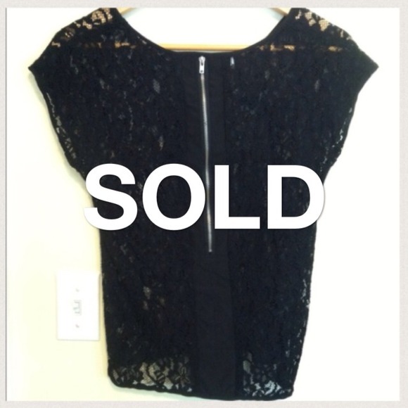 SOLD: Black Lace Top with Zipper