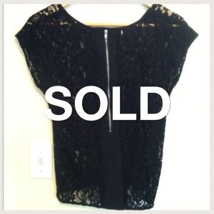 SOLD: Black Lace Top with Zipper