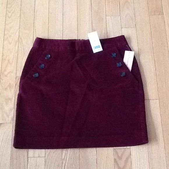 NWT Wine Colored Corduroy Skirt Banana Republic 2P