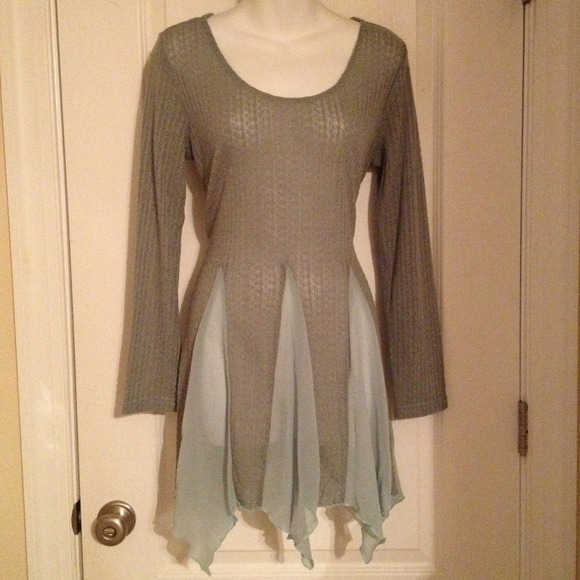 Dusty Blue Flowy Shirt