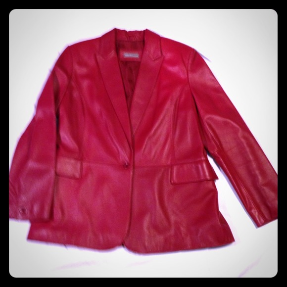 Authentic red leather blazer