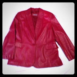 Authentic red leather blazer
