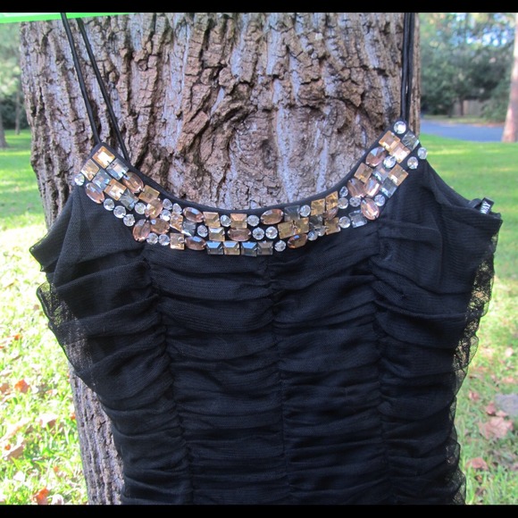 Elegant dress w/ gems lining breasts. NWOT. - Picture 2 of 3