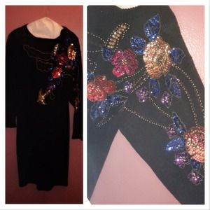 Black Sequin sweater dress