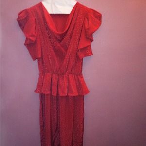 Red 1980 Peplum dress