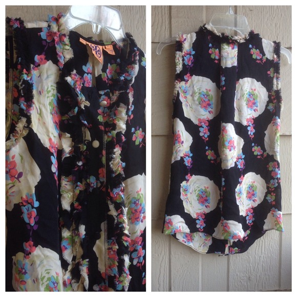 π― Auth Tory Burch Floral Silk Top - Picture 3 of 4