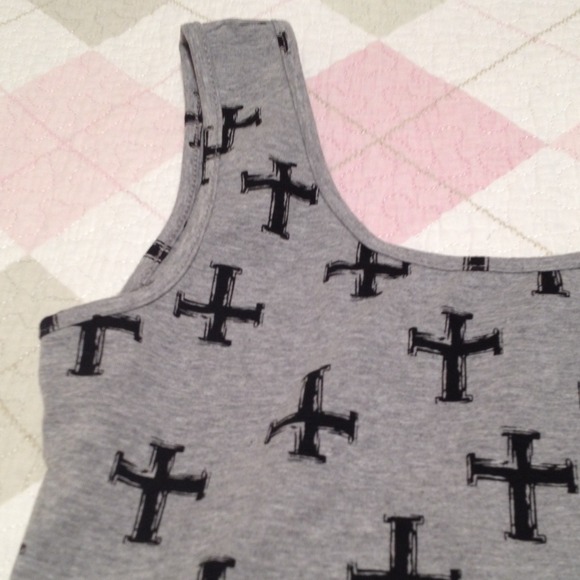 One piece/leaotard in heather grey with crosses - Picture 2 of 3