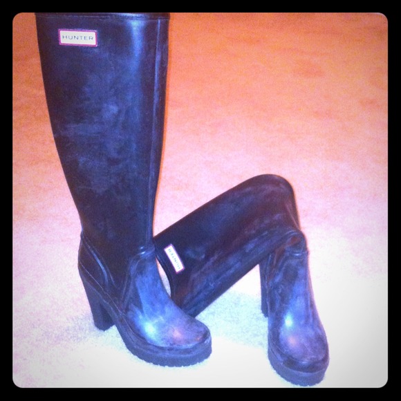 Hunter rain boots in a platform