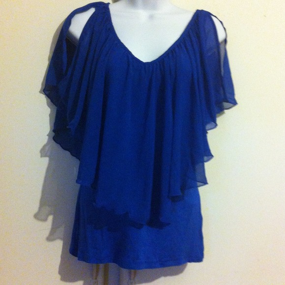 Royal Blue Peekaboo Shoulder Top