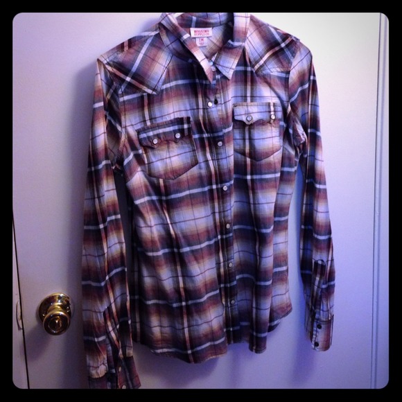 Plaid button up blouse