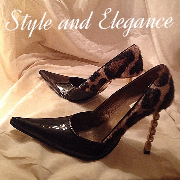 Chocolate patent calf heels chunky crystals - Picture 2 of 4