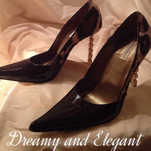 Chocolate patent calf heels chunky crystals - Picture 3 of 4