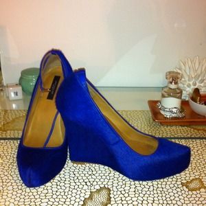 Ann Taylor blue pony hair wedges | FLASH SALE