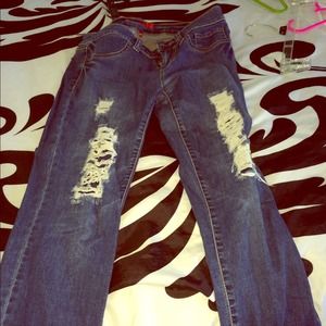 Skinny ripped jeans!