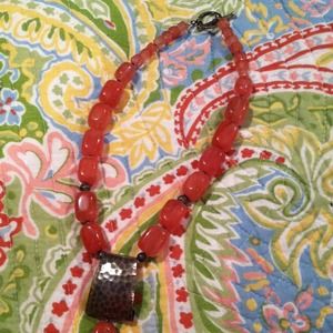 Silpada pink coral necklace and matching earrings