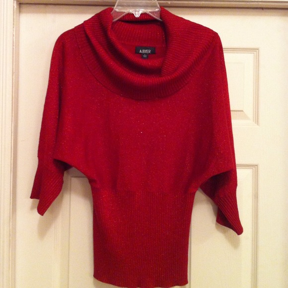 Reduced!! Red metallic cowl neck top
