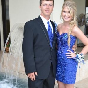 Blue Sherri Hill prom dress