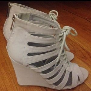 Lace Up Cutout Wedges