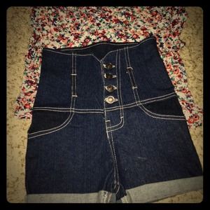 High waist denim shorts
