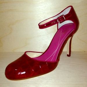 Kate Spade embossed patent leather red maryjanes.