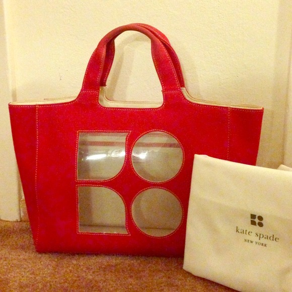 Kate Spade red canvas small tote