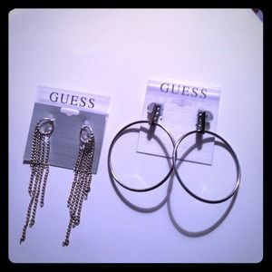 REDUCED!! 2fer price 1! Silver Guess earrings NWT