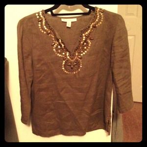 JM Collection beaded 3/4 sleeve top
