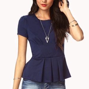 Navy Blue Peplum Shirt