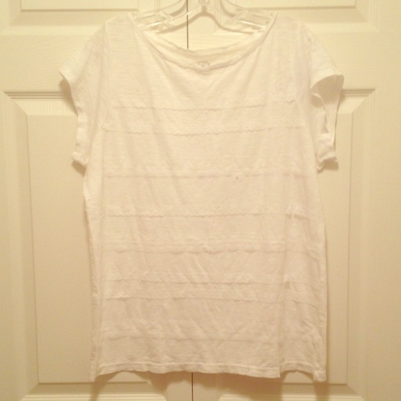 LOFT white tee with lace detail