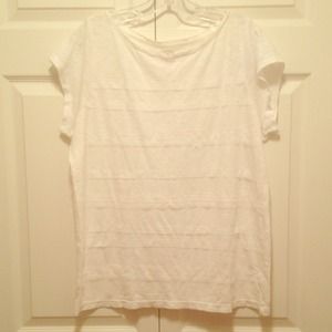LOFT white tee with lace detail