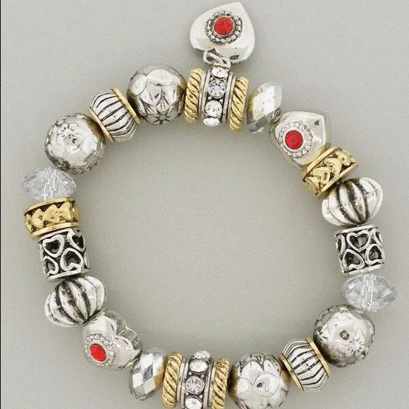 Silver metal plated charm bracelet
