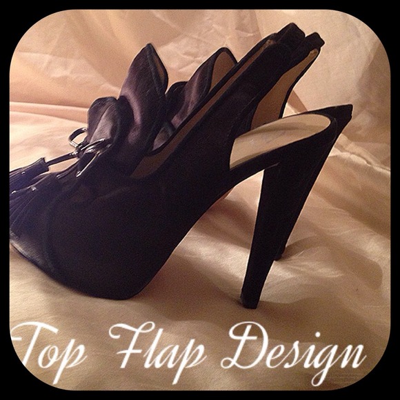 SOLD Stunning black satin platforms with tassels - Picture 4 of 4