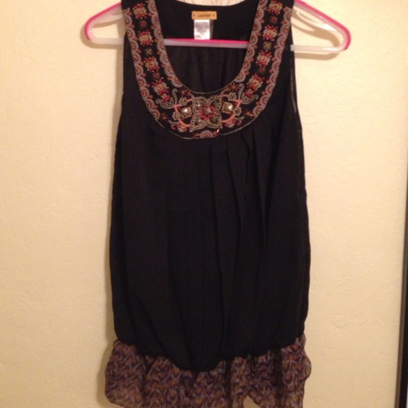 Black pleated peplum top
