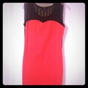 Red and black dress.