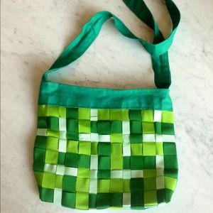 NEW Green Woven Ribbon Shoulder Bag