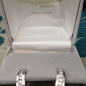 Diamond hoop white gold earrings