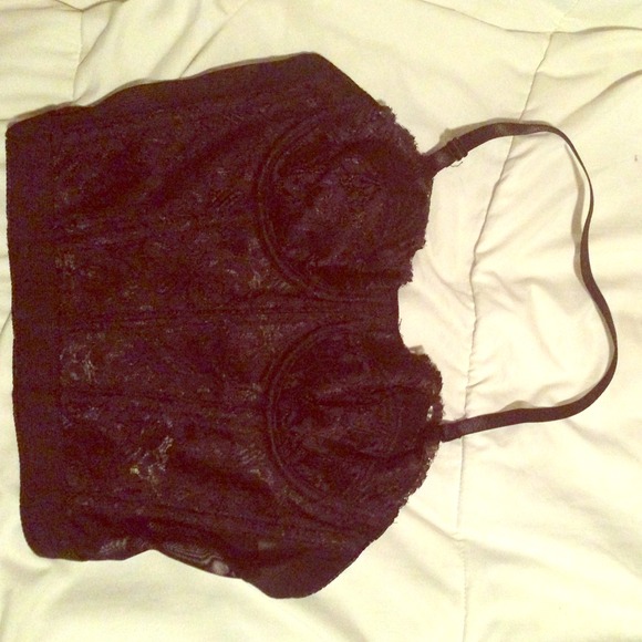 Black lace halter bustier