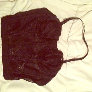 Black lace halter bustier