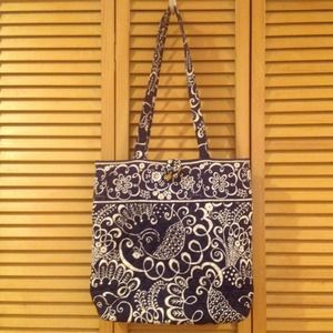 Vera Bradley Navy Twirly Birds Tote