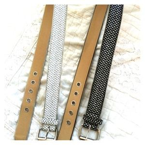 white & black sparkled belts bundle
