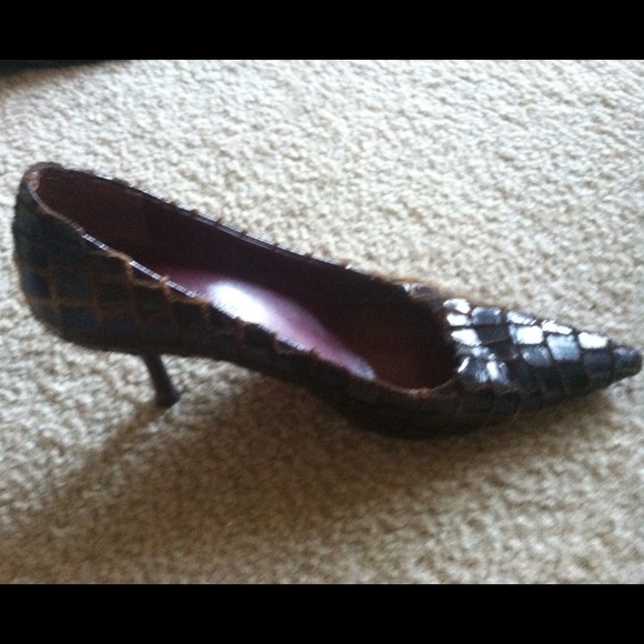 Diego di Lucca  Shoes - Diego di Lucca Brown embossed Faux croc with red