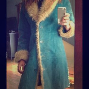 AMAZING Teal Suede Coat