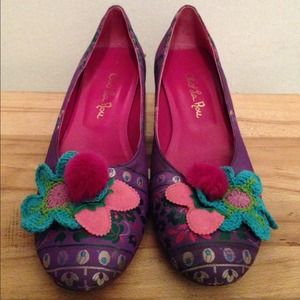 Purple flats with floral detail