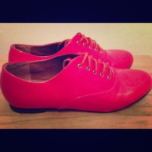 Patent leather red oxfords