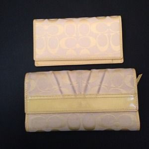 Yellow Monogram Coach Wallet and Checkbook Cover