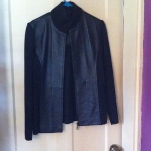 Leather jacket black/ sweater with leather details