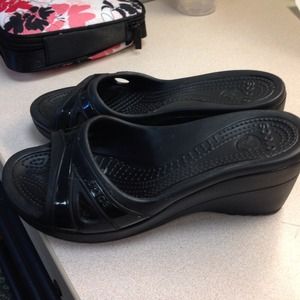 Crocs wedge heel/owl necklaces