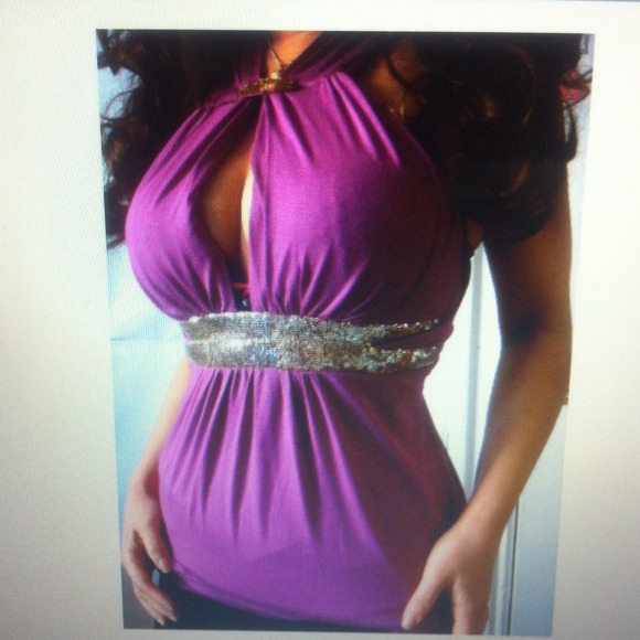 NWT$59 bebe plumeria drape gold sequins top XS