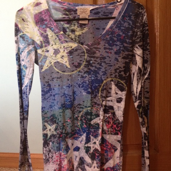 Long sleeved watercolor/ graffiti top