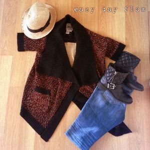 Boho hi-low sweater open cardigan